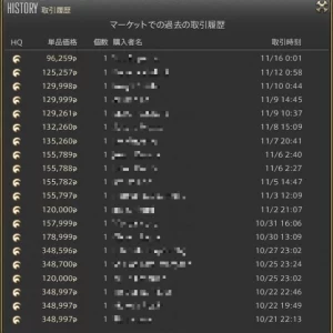 出品履歴の画面